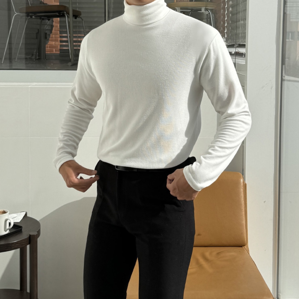 1+1 남자 리튼 겨울 스판 폴라티 목폴라 터틀넥 티셔츠 - 상세 이미지 3