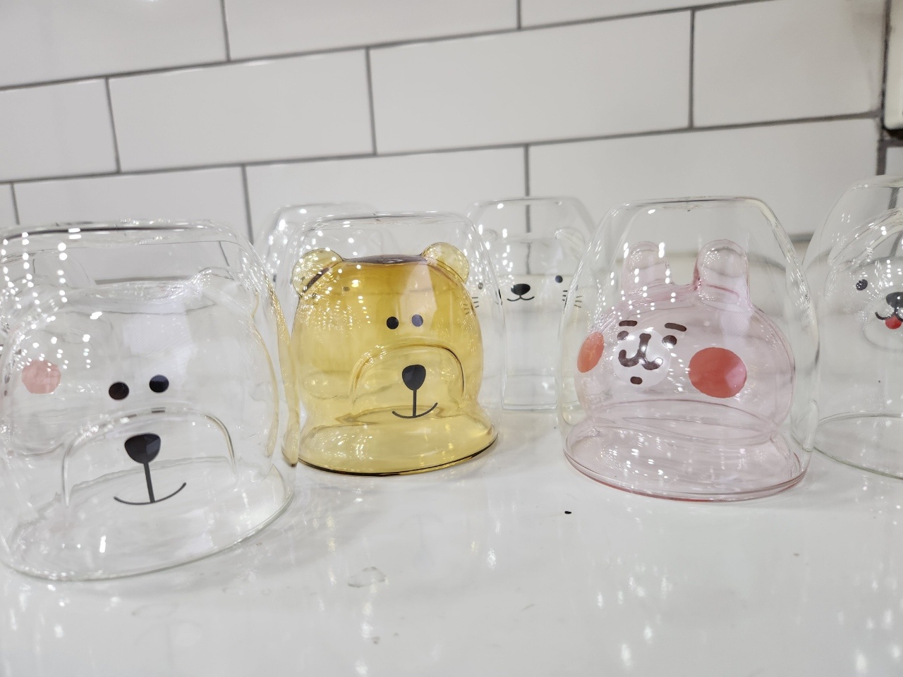 홈카페 곰돌이 동물 캐릭터 이중 강화 내열 유리컵 - 상세 이미지 3