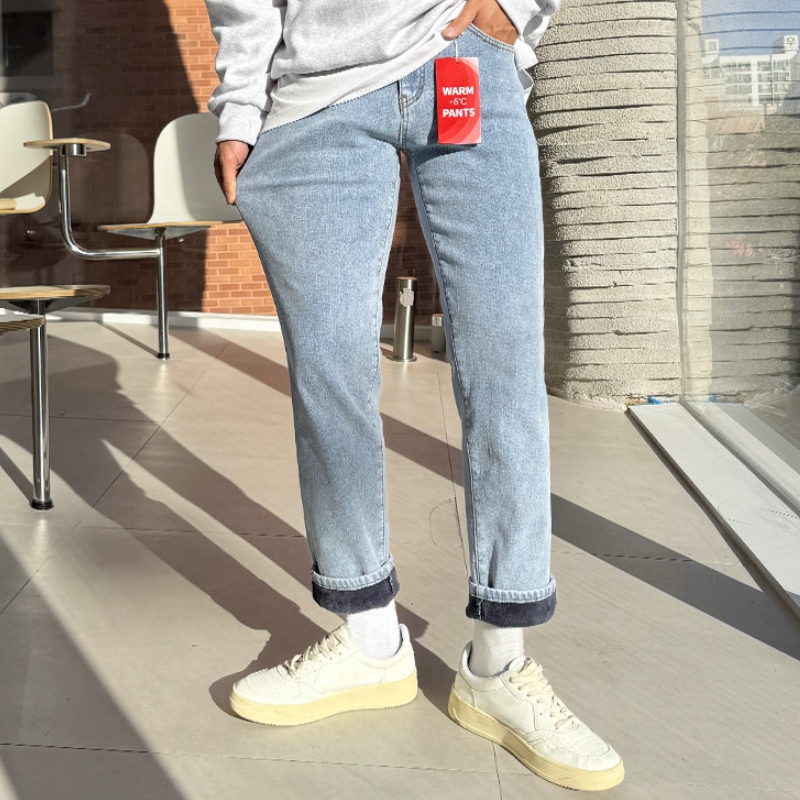 남자 로페 사계절&융기모 일자 슬림핏 인밴딩 데님 빅사이즈 이미지 4