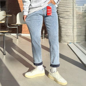 남자 로페 사계절&융기모 일자 슬림핏 인밴딩 데님 빅사이즈 착용 후기 | 사이즈/핏 총정리 - 상품 이미지 4