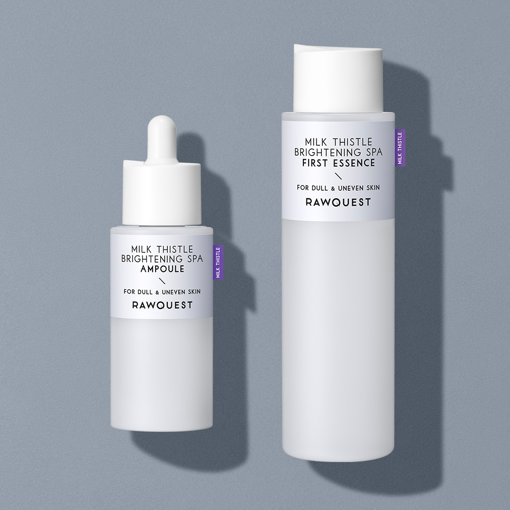 [로우퀘스트] 밀크시슬 미백 모공 듀오 (앰플 50ml+에센스 200ml) 피부진정 - 상품 이미지