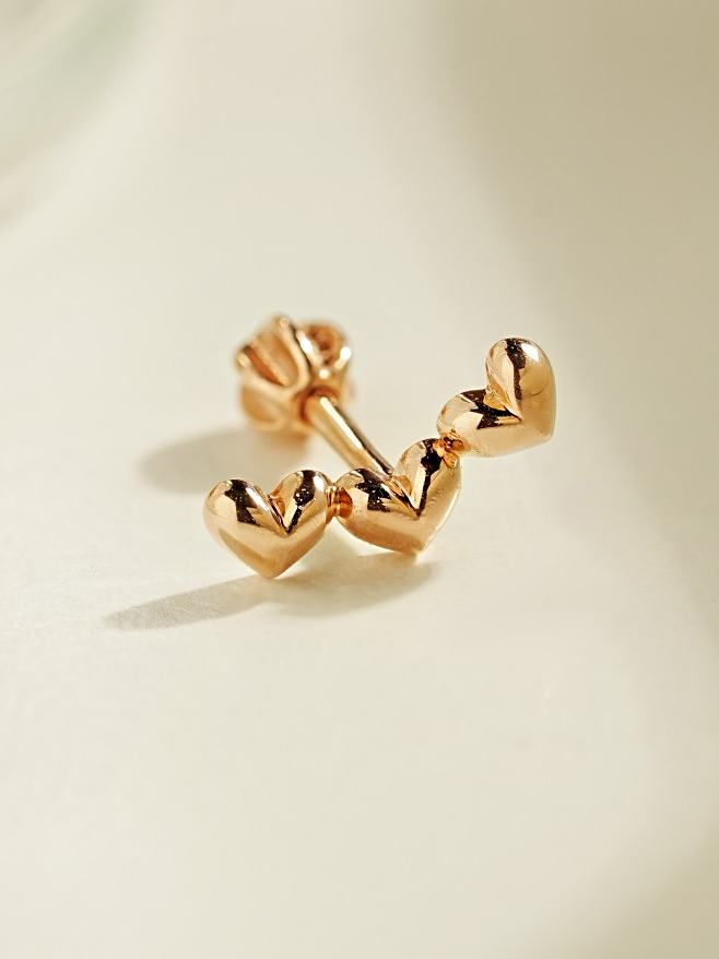 14K 트리플 하트 피어싱 - 메인 이미지