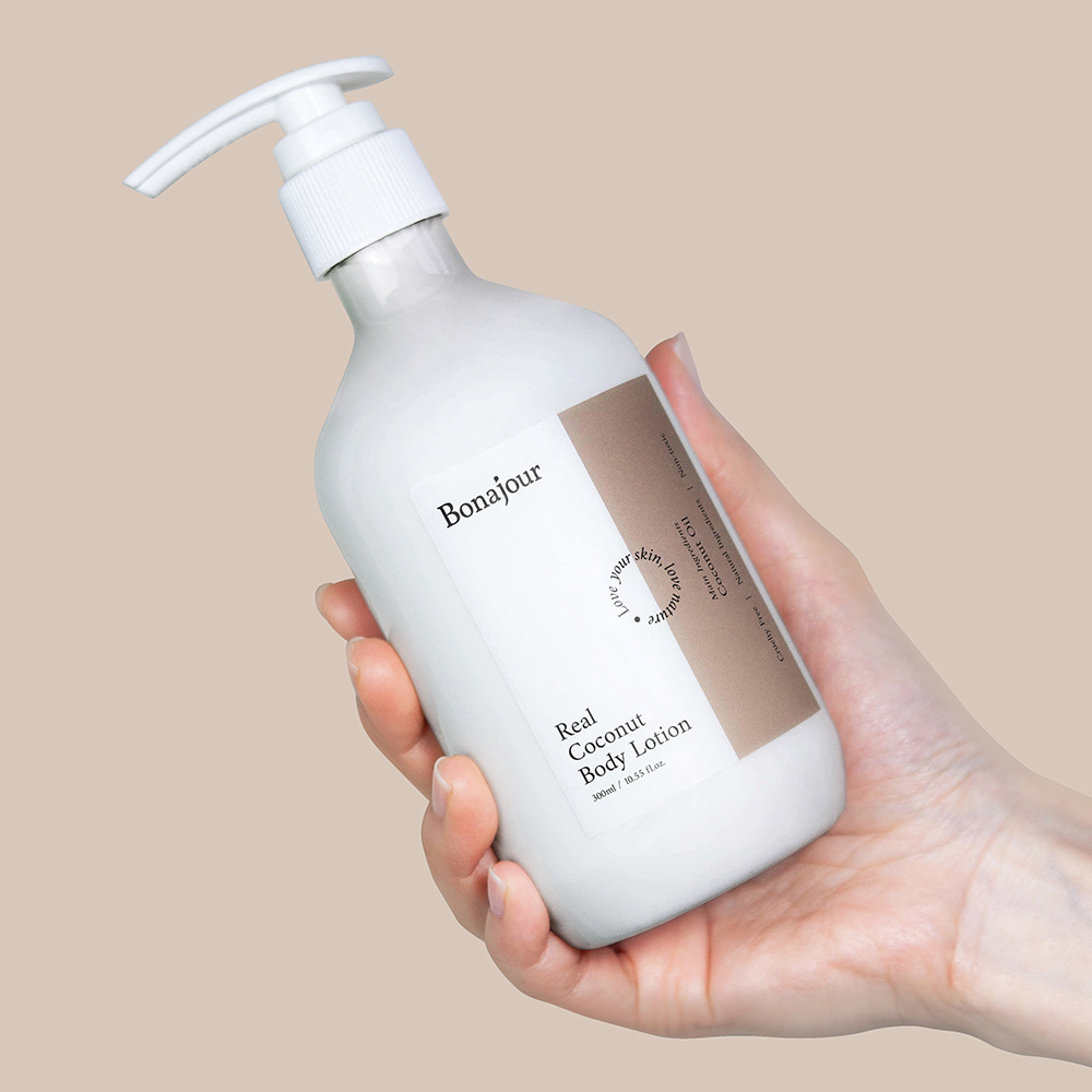 보나쥬르 리얼 코코넛 비건 바디로션 / 패밀리 보습 대용량 로션 300ml - 상세 이미지 2