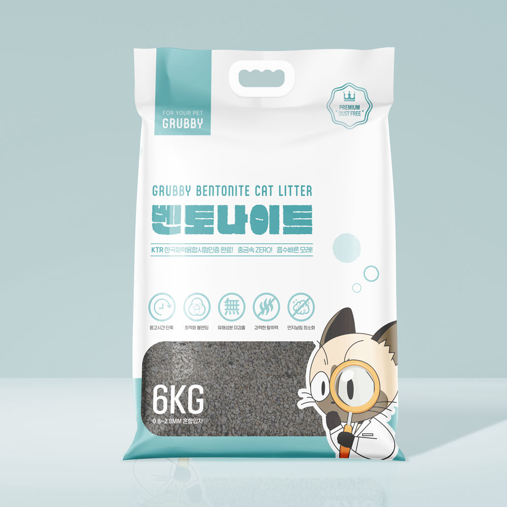 그루비 벤토나이트 고양이 모래 6kg 무향 - 상품 이미지