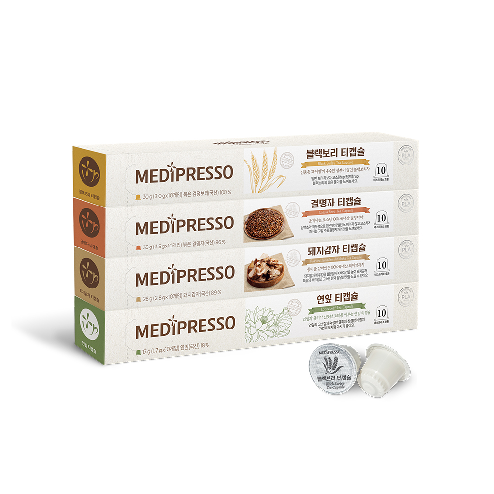 메디프레소 네스프레소 호환 한차라이트 티캡슐 10개입 4종 세트