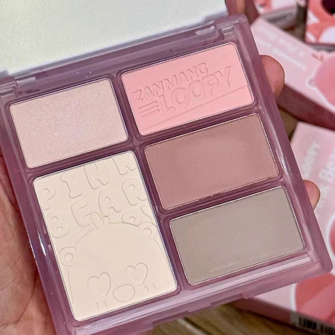 무펄 하이라이터 쉐딩 블러셔 팔레트 핑크베어 잔망 루피 콜라보 - 상세 이미지 5