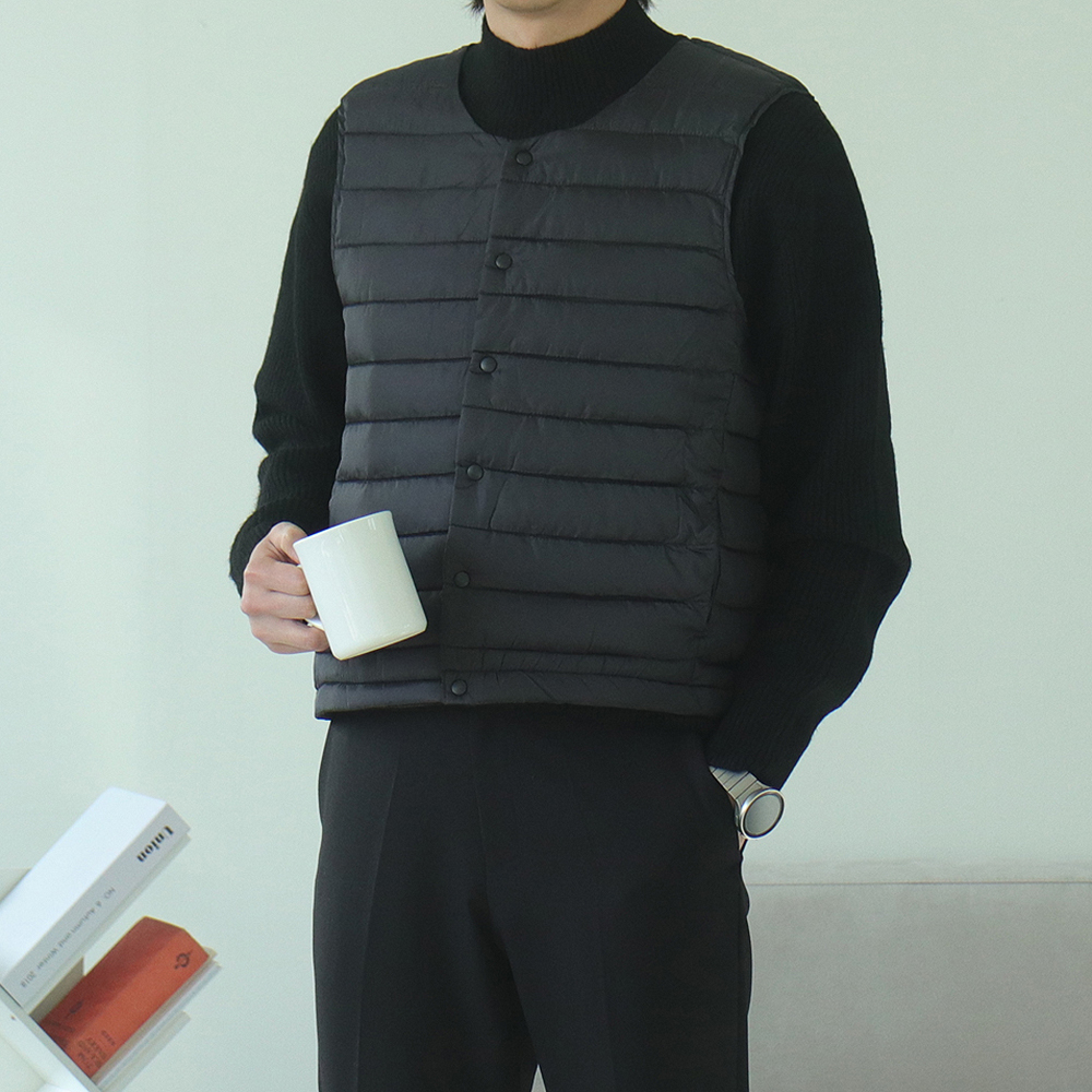남자패딩조끼 웰론 유넥 이너 패딩 조끼 이미지 2