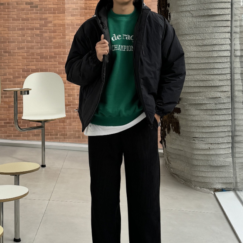 남자 버그 오버핏 겨울 웰론 후드 패딩 점퍼 이미지 2