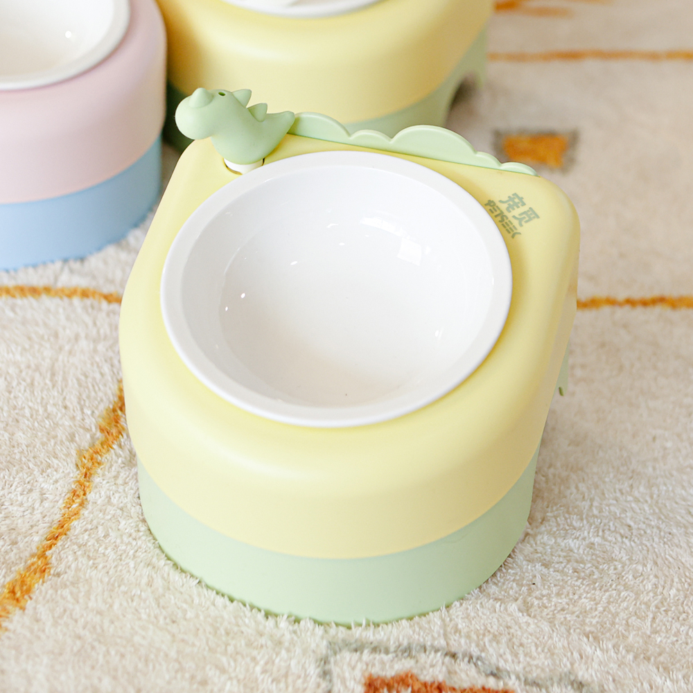 펫케어 고양이 습식 식기 강아지 밥그릇 푸디보울 노랑