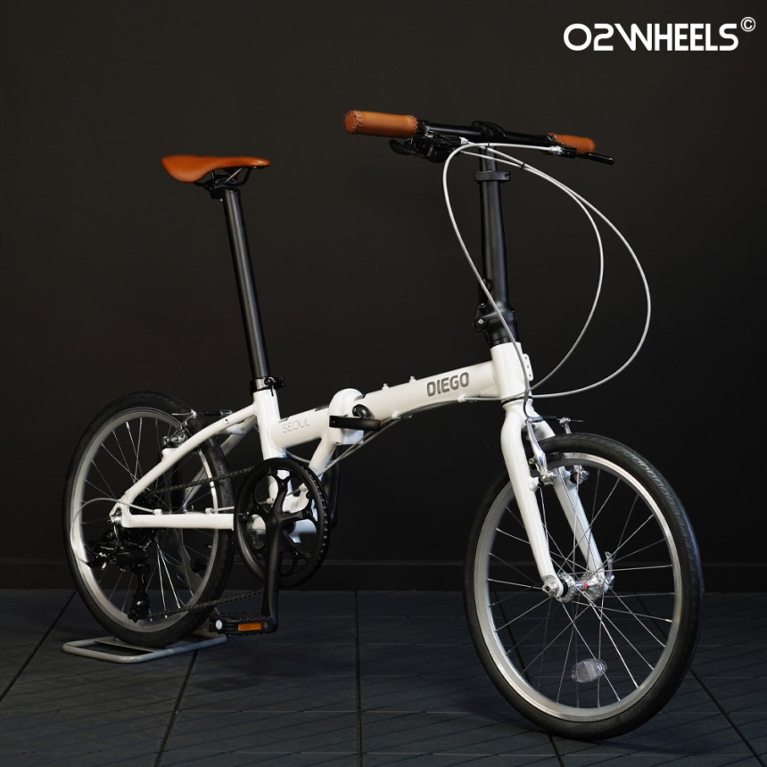 오투휠스 디에고 서울 50.8cm(20인치) 미니벨로 접이식 자전거 8단 DIEGO SEOUL 화이트 미조립 배송