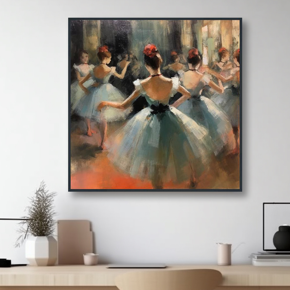 우아한발레 45cm x 45cm 무광블랙 알루미늄액자 발레리나 그림 - 상세 이미지 2