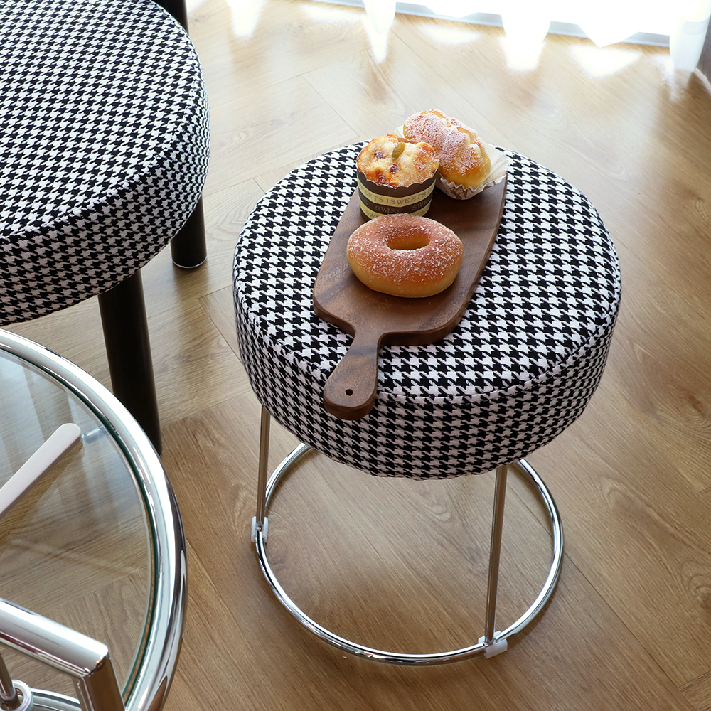 피카소 인테리어 디자인 원형 다용도 화장대 스툴의자 실버, 하운드체크