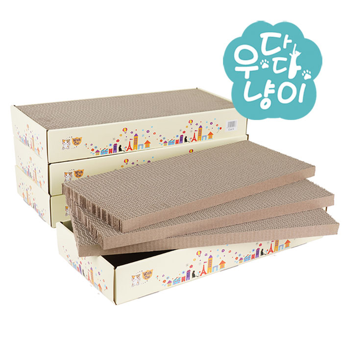 위드캣 알뜰 평판 3P 4개 1박스 고양이 스크래쳐