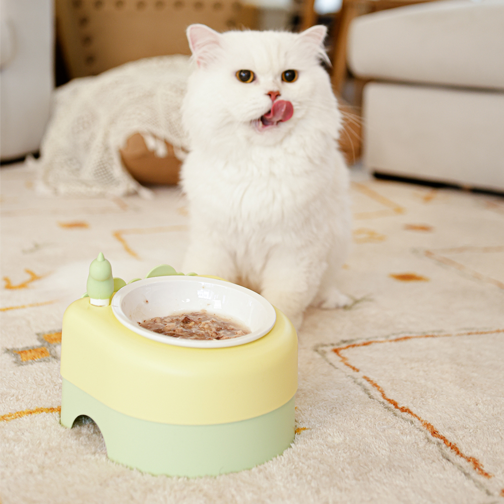 펫케어 고양이 습식 식기 강아지 밥그릇 푸디보울 노랑