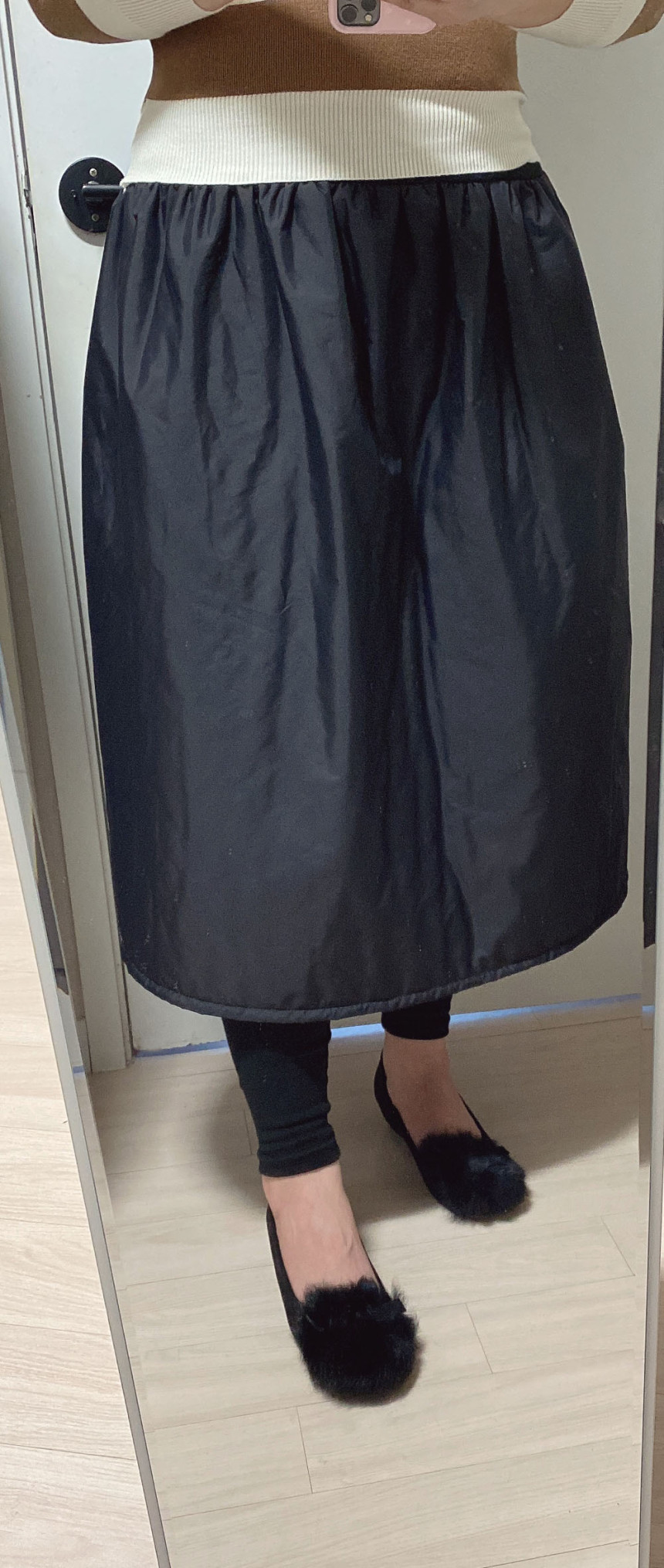 패딩 치마 레깅스 피치기모 겨울 한파 밴딩 롱 스커트 캐쥬얼 벌룬 캠핑 상세 이미지 6