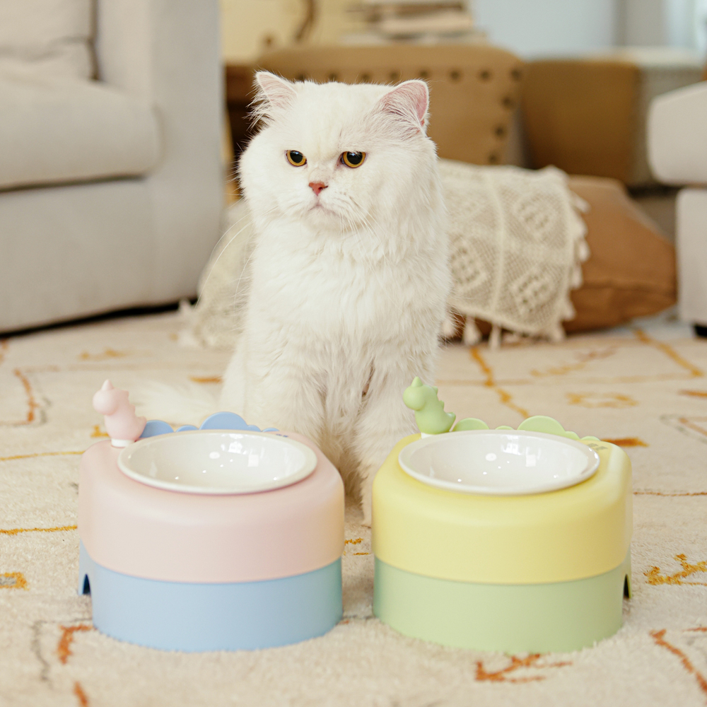 펫케어 고양이 습식 식기 강아지 밥그릇 푸디보울 노랑