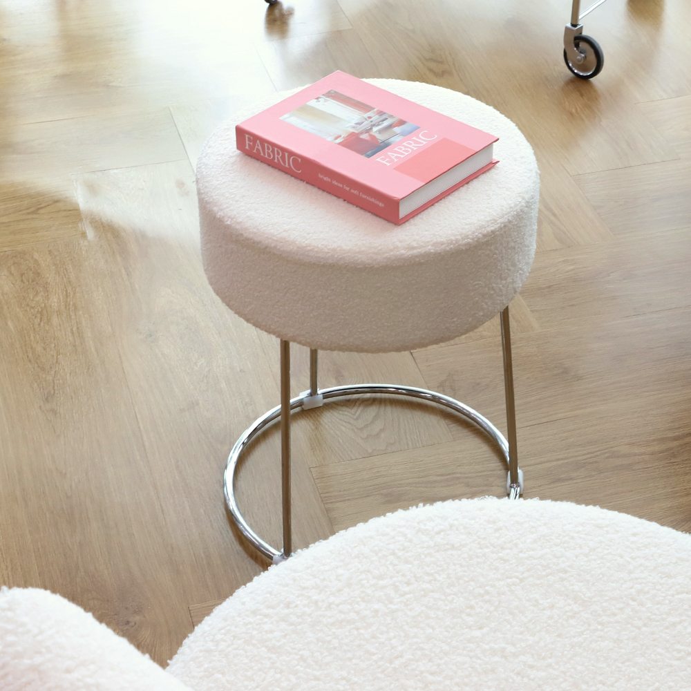 피카소 인테리어 디자인 원형 다용도 화장대 스툴의자 실버, 하운드체크