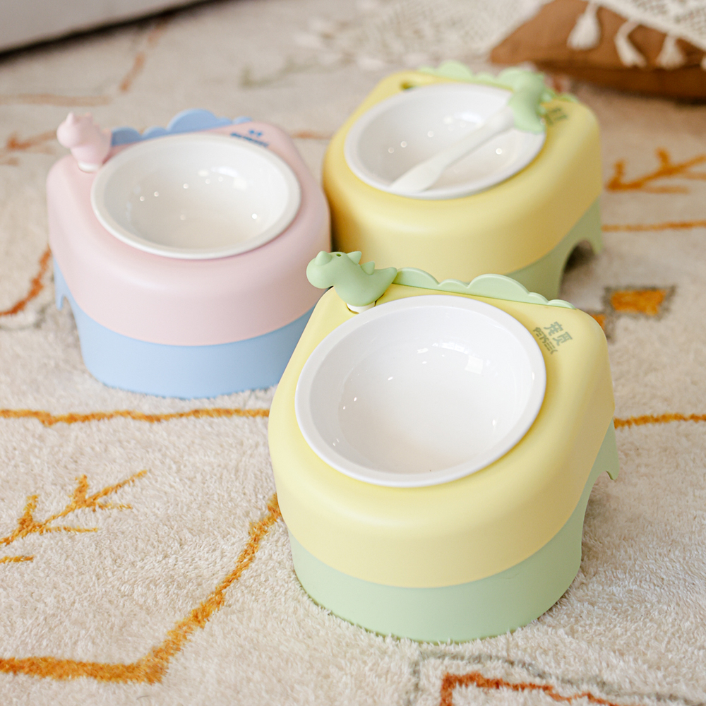 펫케어 고양이 습식 식기 강아지 밥그릇 푸디보울 노랑