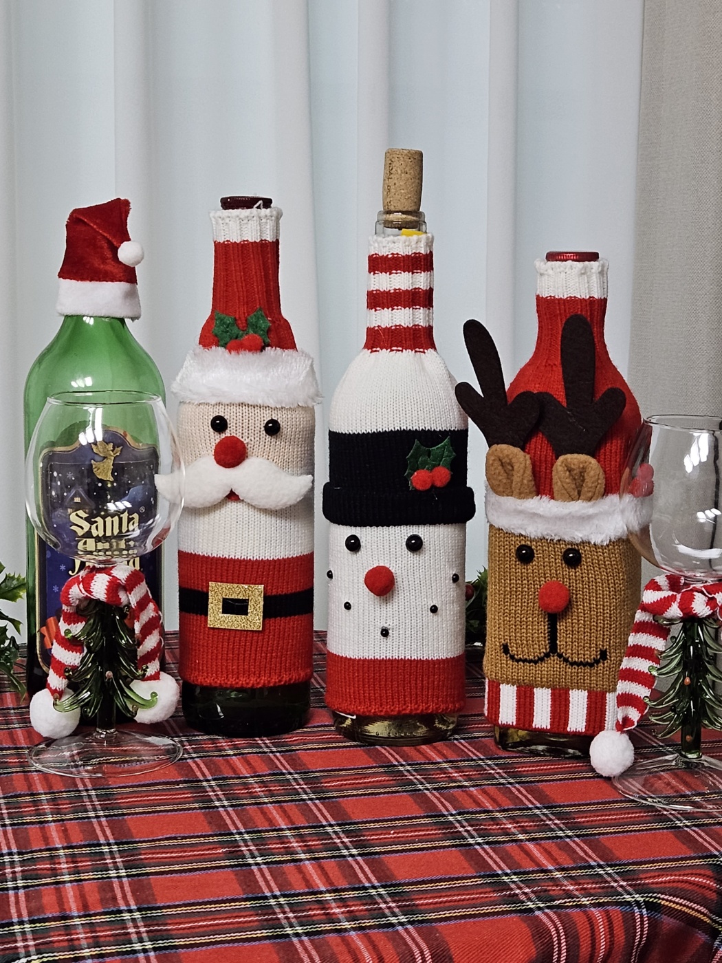 크리스마스 와인 커버 술병 모자 목도리 산타 와인커버 - 상세 이미지 2