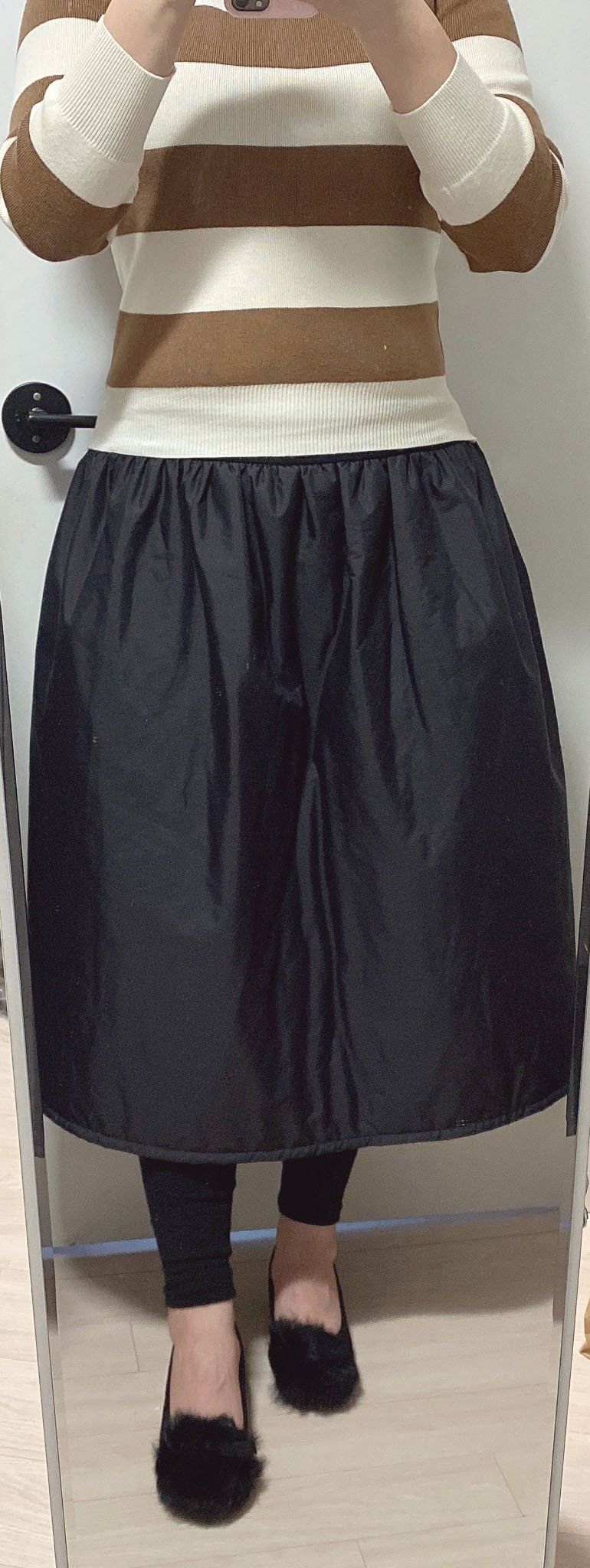 패딩 치마 레깅스 피치기모 겨울 한파 밴딩 롱 스커트 캐쥬얼 벌룬 캠핑 상세 이미지 3