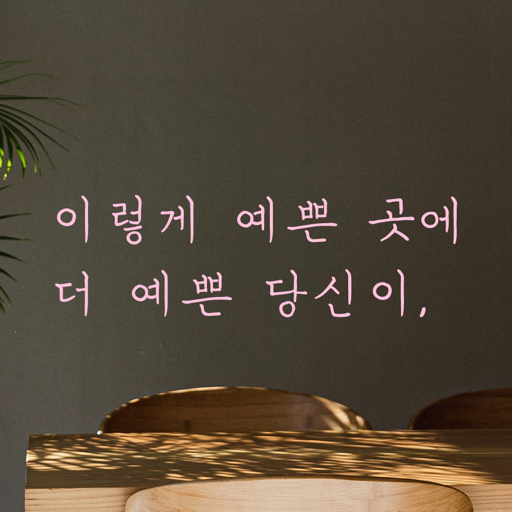 손글씨 레터링 스티커 이렇게 예쁜 곳에 더 예쁜 당신이 LH-047S검정 이미지 8