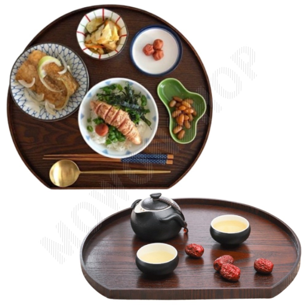 반원 트레이 반달 나무식판 1인 식사 반원 쟁반 우드 - 메인 이미지