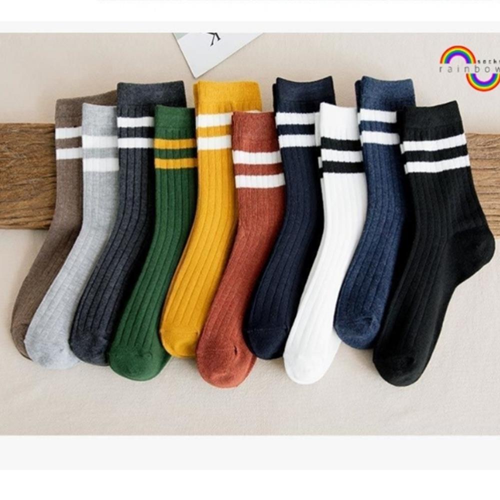 (골고랜덤 20켤레) 레인보우 패션 라인 양말 캐쥬얼 삭스 10color : 제니스마트111