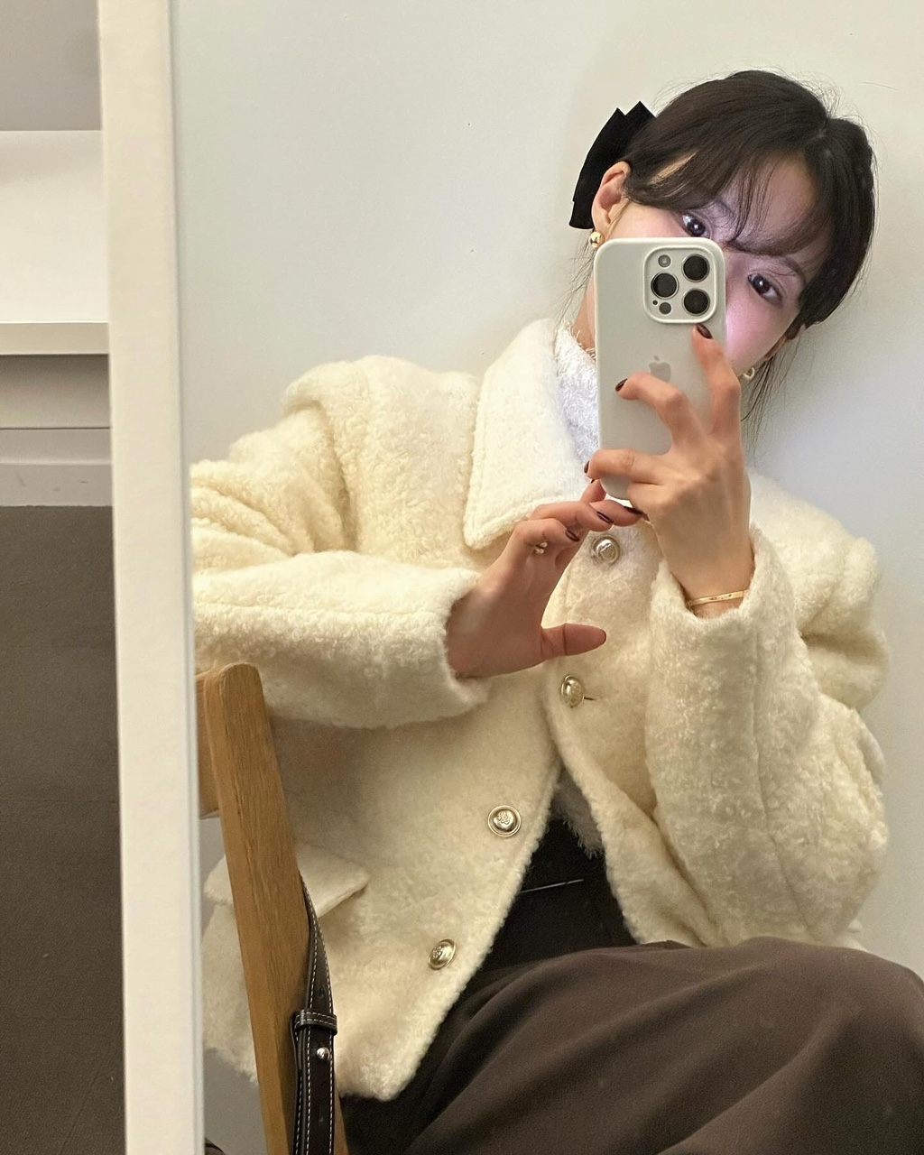 카퍼 여성 겨울 크롭 숏 부클 울 카라 자켓 이미지 2