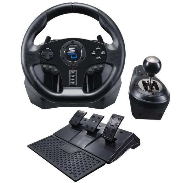 Superdrive 수동 시프터 3 페달 Xbox Serie X/S PS4 One 프로그래밍 가능용 패들 시프터가 장착된 GS850X 레이싱 스티어링 휠 : 트리쓰리