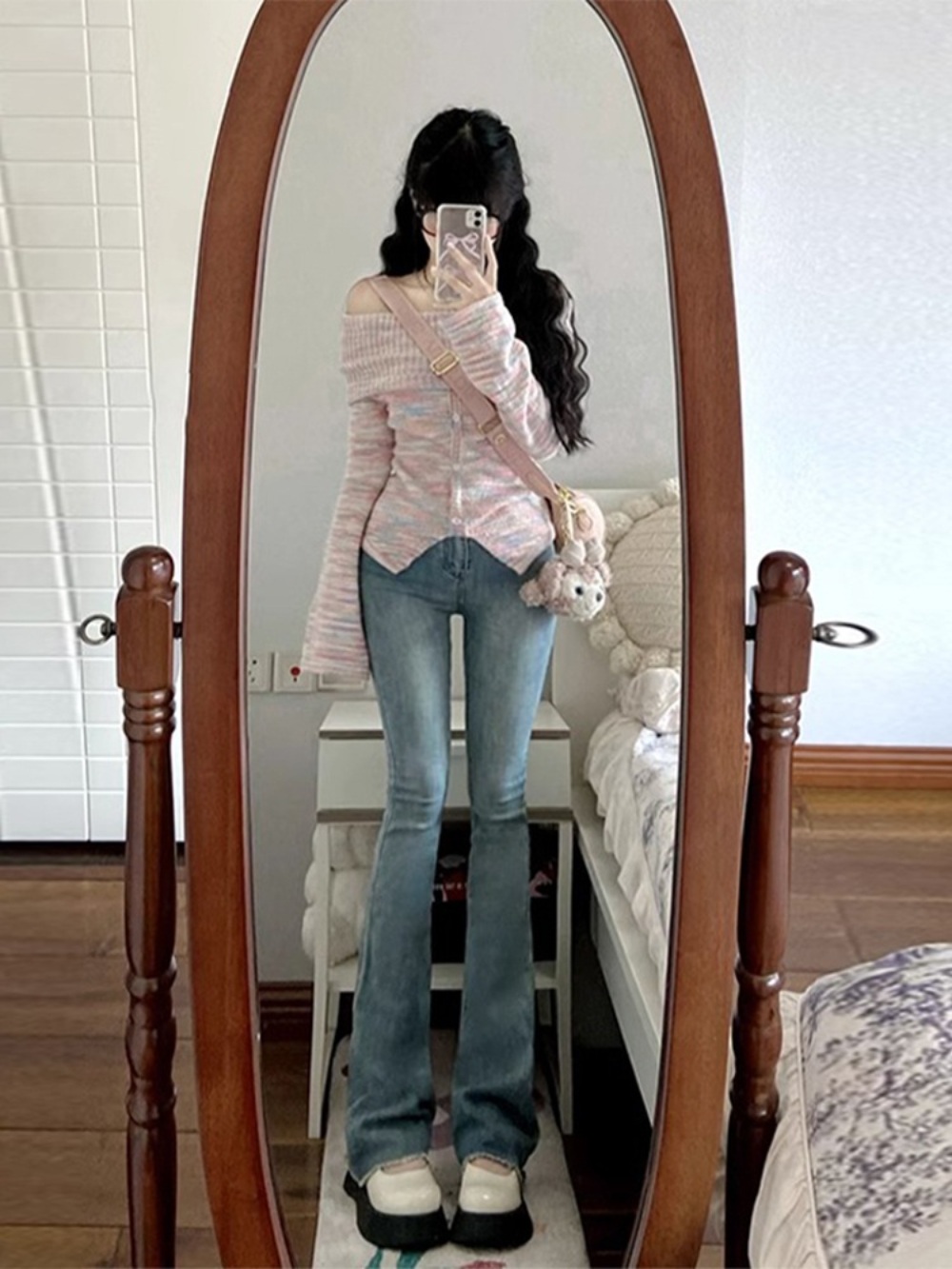 어깨 트임 니트 오프숄더 절개 골지 슬림 이너탑 세 번째 결혼 정다정 오승아 옷 이미지 2