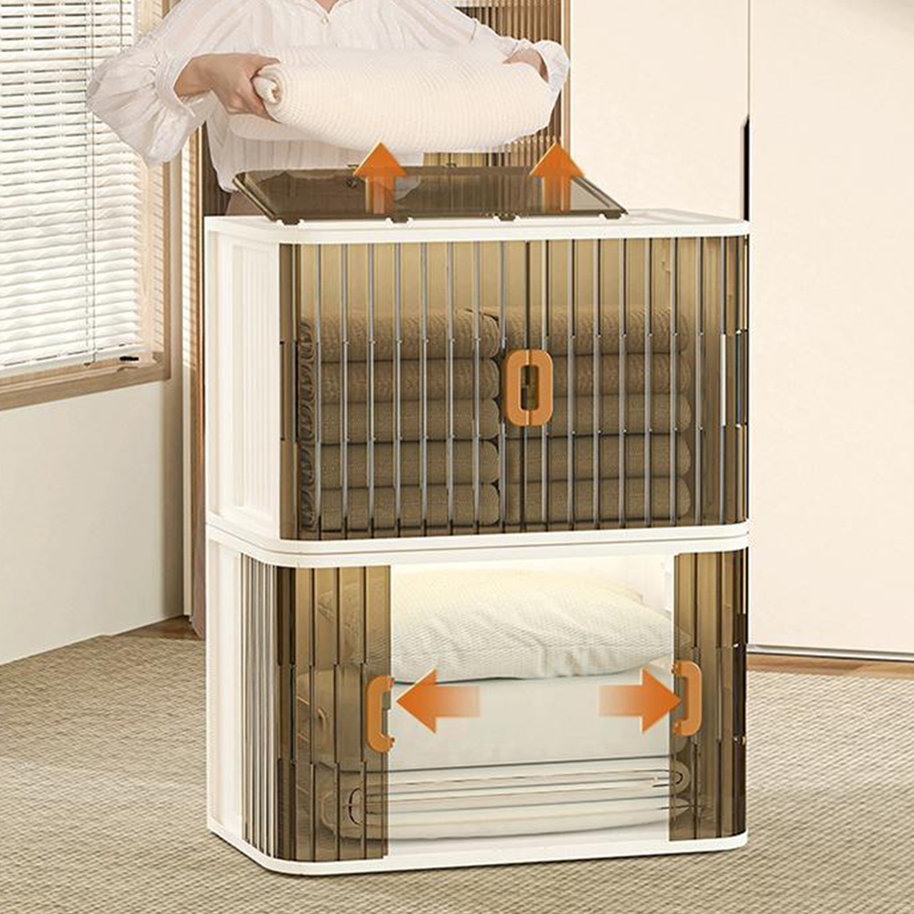 프리미엄 2세대 슬라이딩 리빙박스 대형 1개 투명 옷장 수납 정리 옷정리함