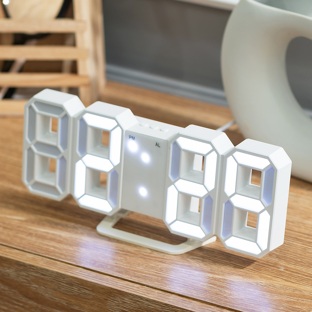 플라이토 와이파이 인테리어 LED 탁상시계 디지털 무소음 전자 알람 넘버링