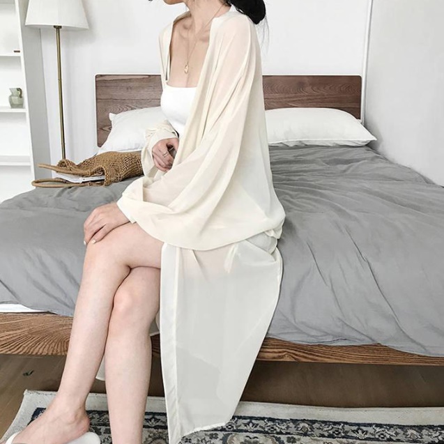 여름 로브 가디건 린넨 시스루 휴양지 로브 화이트 여름용 가디건