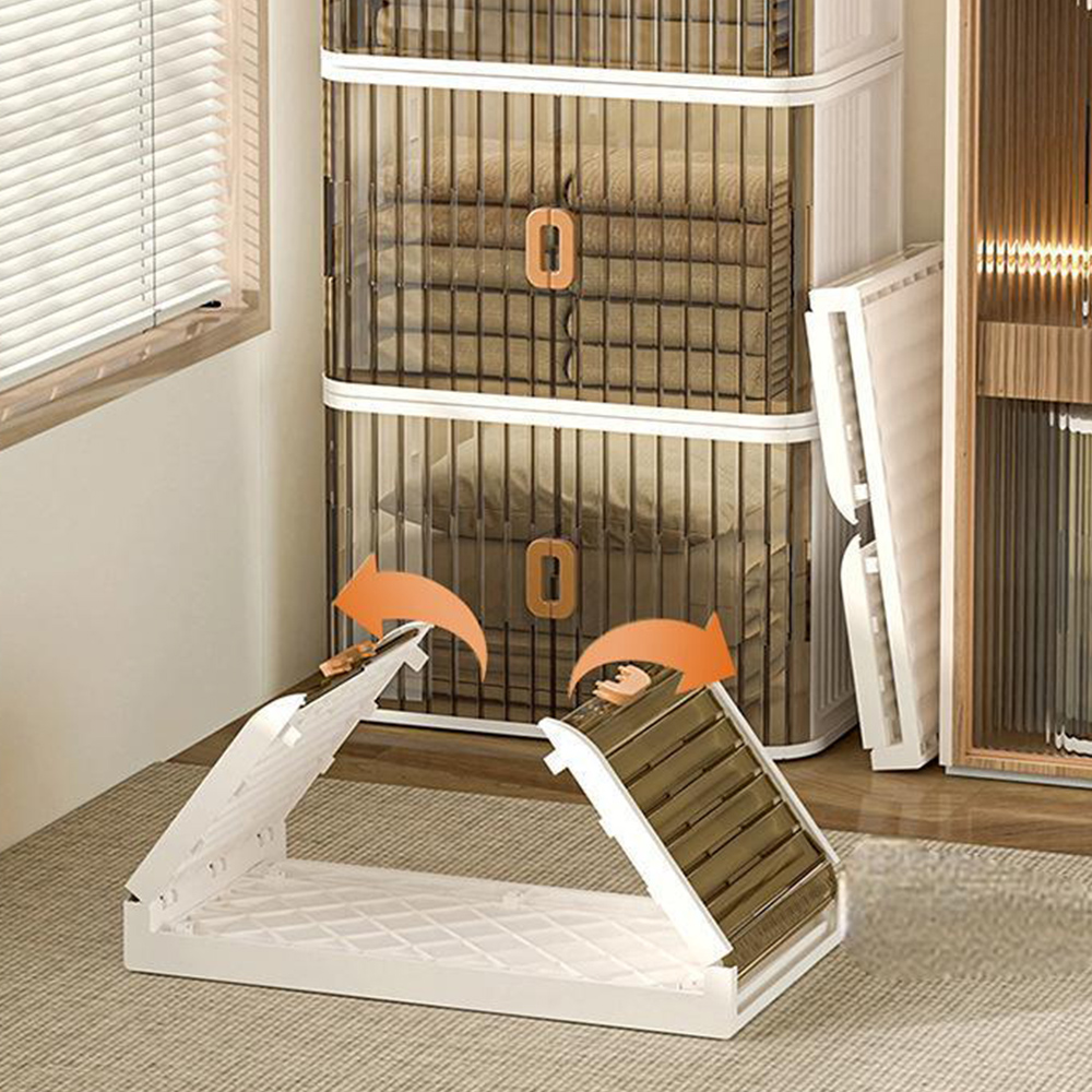 프리미엄 2세대 슬라이딩 리빙박스 대형 1개 투명 옷장 수납 정리 옷정리함