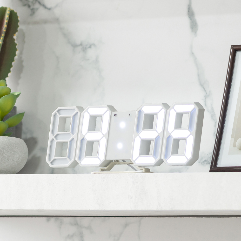 플라이토 와이파이 인테리어 LED 탁상시계 디지털 무소음 전자 알람 넘버링