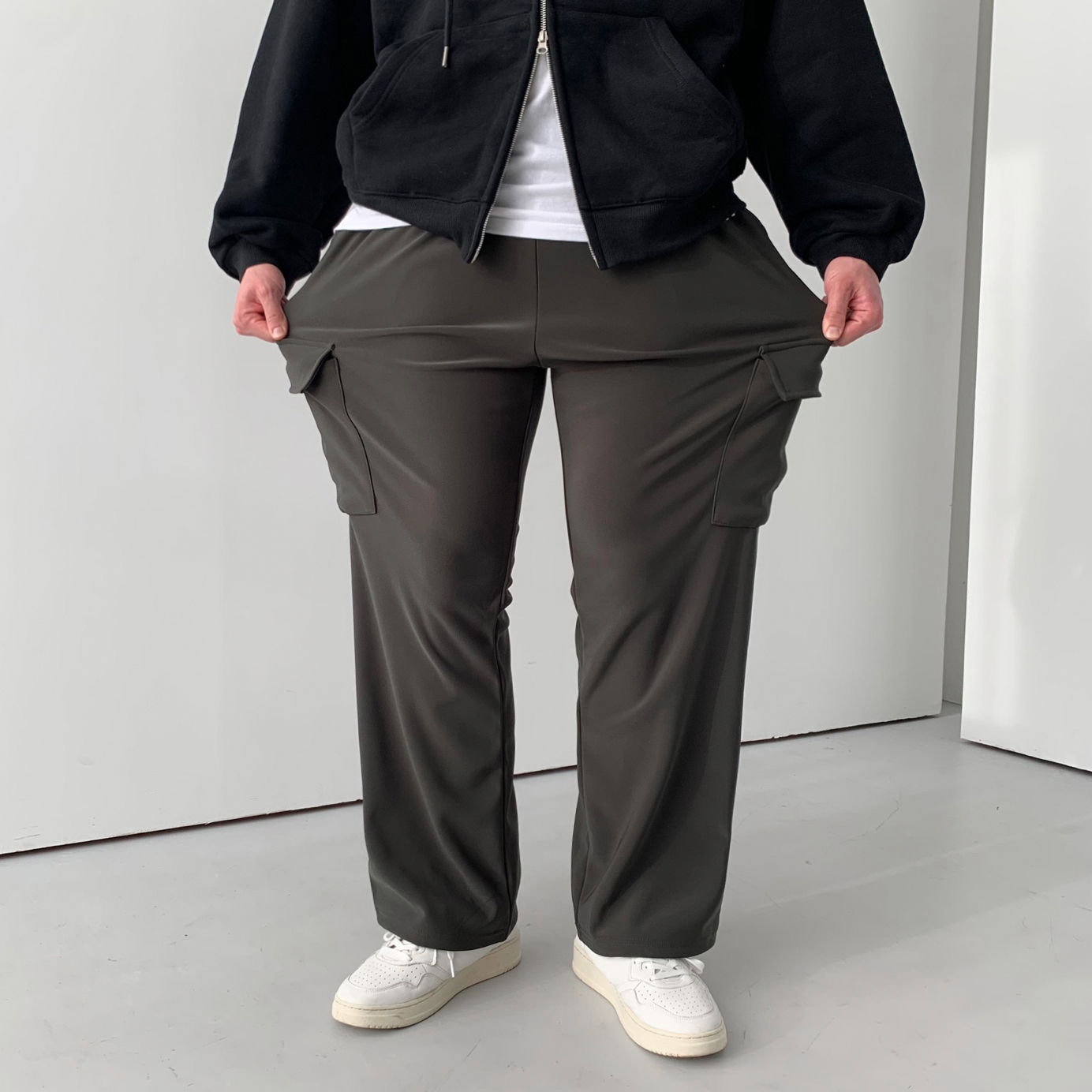 스판바지 남자겨울기모바지 통큰바지 카고 이미지 2