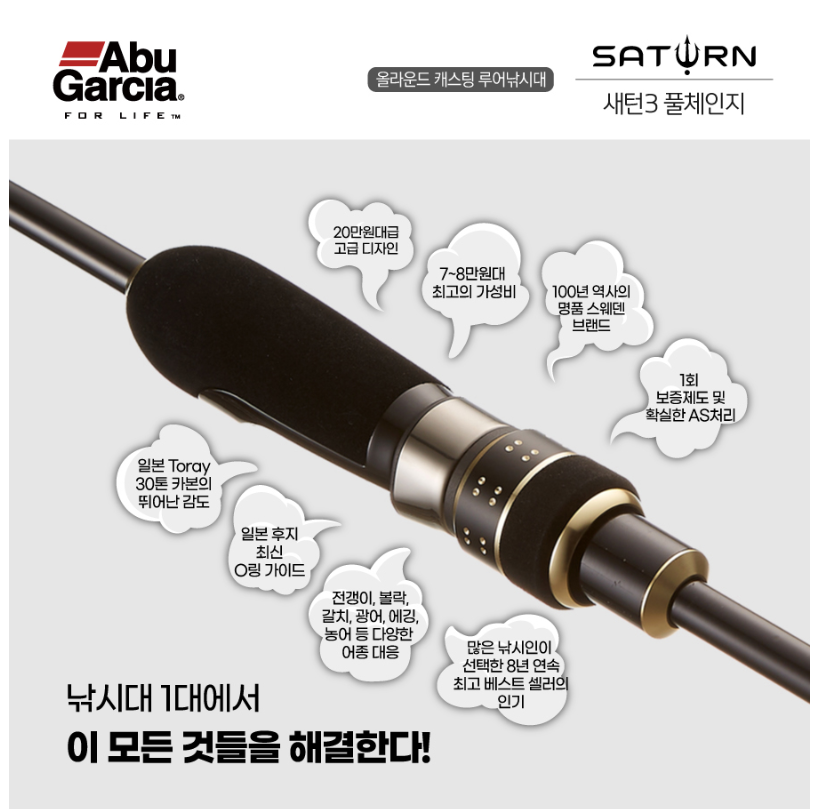아부가르시아 새턴3 6102LSS 볼락 풀치 우럭 광어 바다루어낚시대 에깅대 인쇼어로드 - 상세 이미지 2