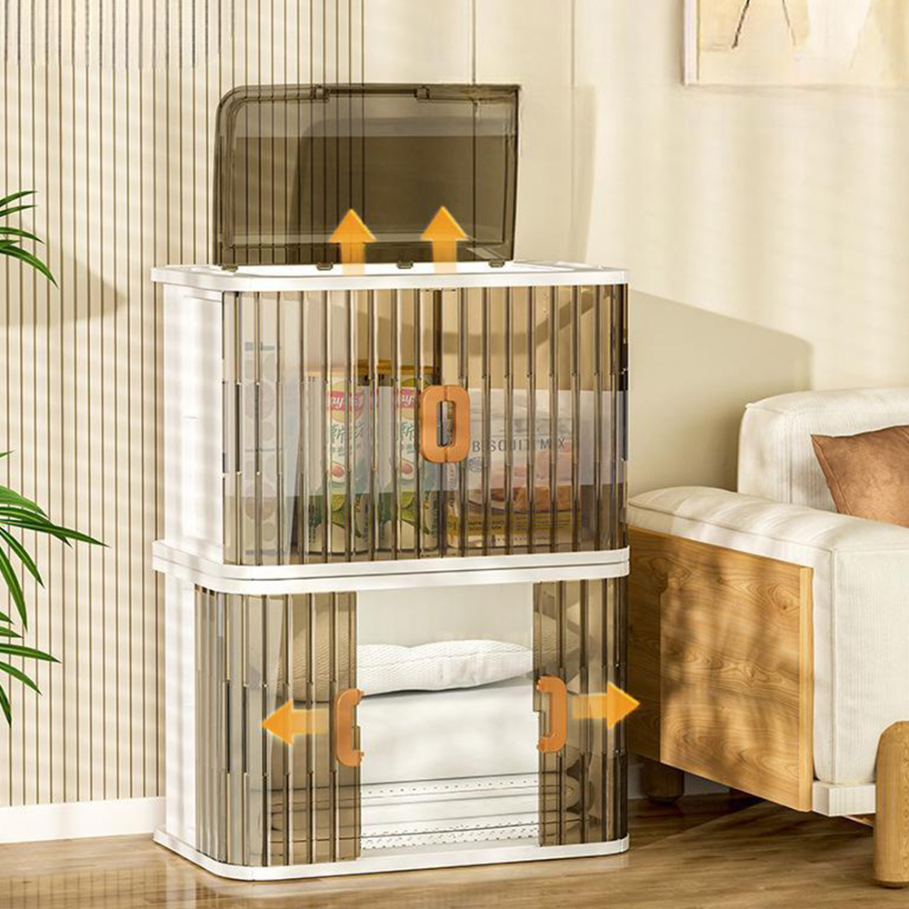 프리미엄 2세대 슬라이딩 리빙박스 대형 1개 투명 옷장 수납 정리 옷정리함
