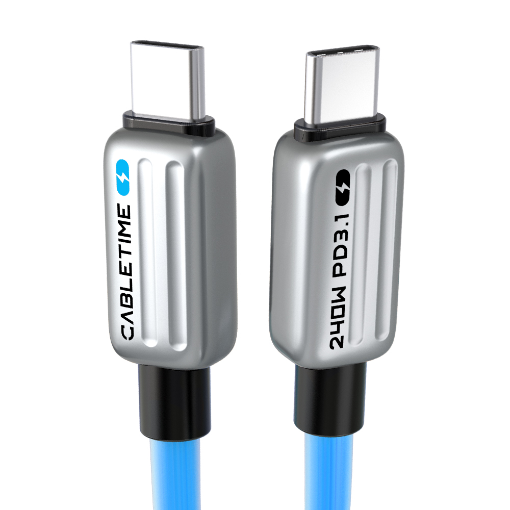 케이블타임 PD3.1 240W C to C타입 고속충전케이블 CU04-7 블루, 1개, 2m - 상품 이미지