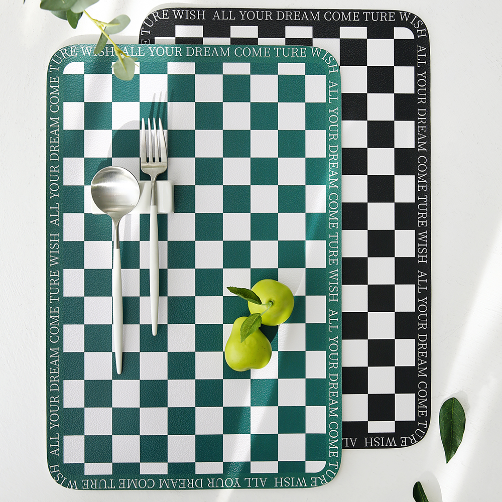 플라라 체크 합성가죽 방수 테이블 식탁 매트 - 상세 이미지 2