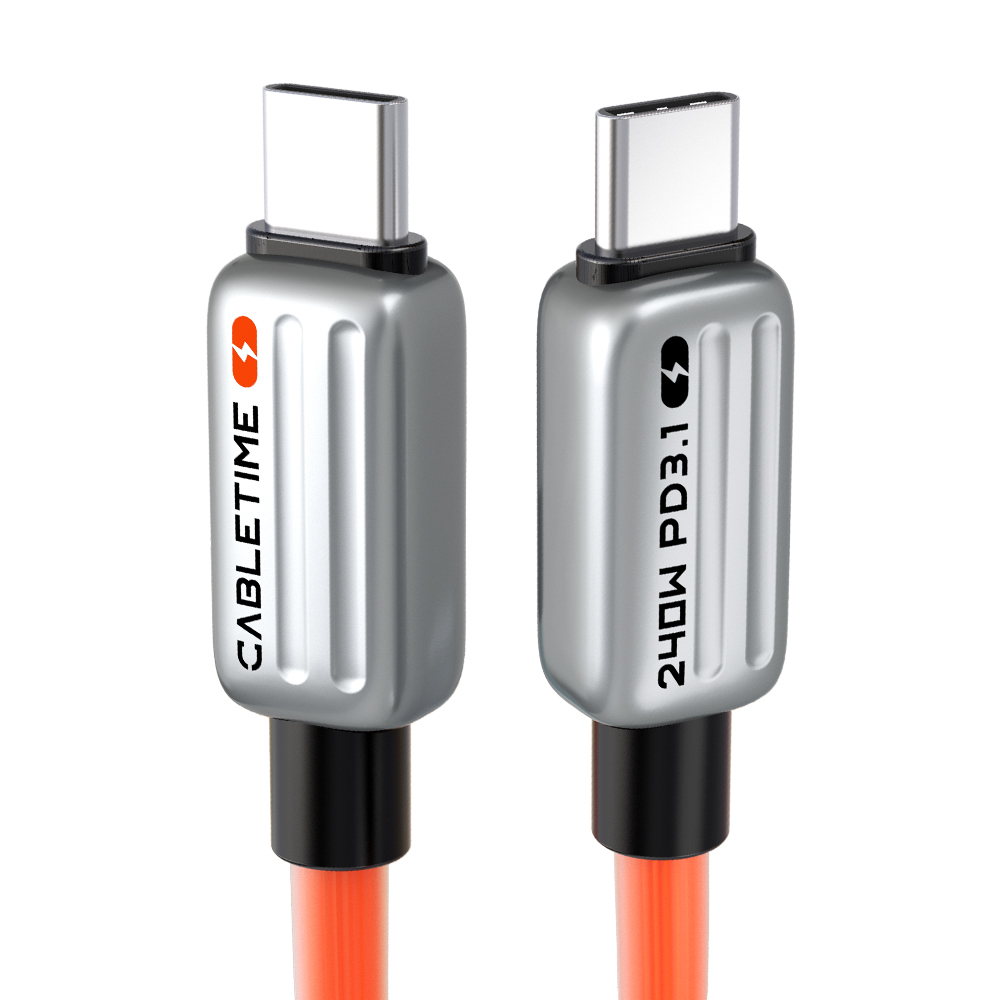 케이블타임 PD3.1 240W C to C타입 고속충전케이블 CU04-7 오렌지, 1개, 2m - 상품 이미지