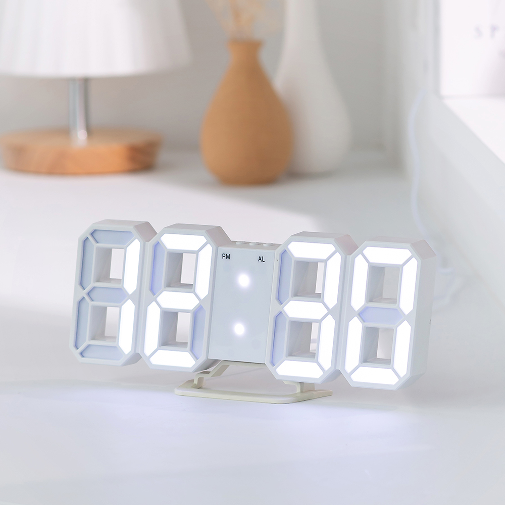 플라이토 와이파이 인테리어 LED 탁상시계 디지털 무소음 전자 알람 넘버링