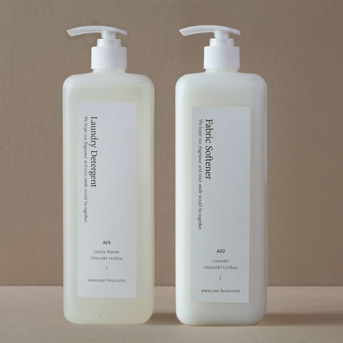 [아워아워] 온가족 런드리세트 - 액체 세탁세제 1050ml, 고농축 섬유유연제 1050ml - 상품 이미지