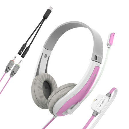 ANYZEN AZ-380C 스테레오 헤드셋 (핑크) (USB C타입 젠더 포함)