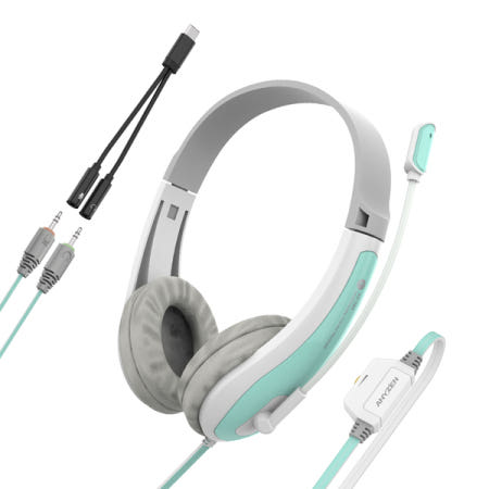 ANYZEN AZ-380C 스테레오 헤드셋 (민트) (USB C타입 젠더 포함)