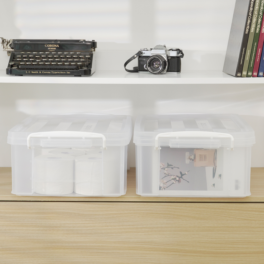 [도착보장] 라이피스트 엔플 투명 리빙박스 옷 수납 다용도 정리함 23L 2개