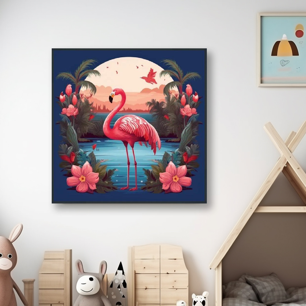 하트플라밍고 45cm x 45cm 무광화이트 알루미늄액자 - 상세 이미지 4