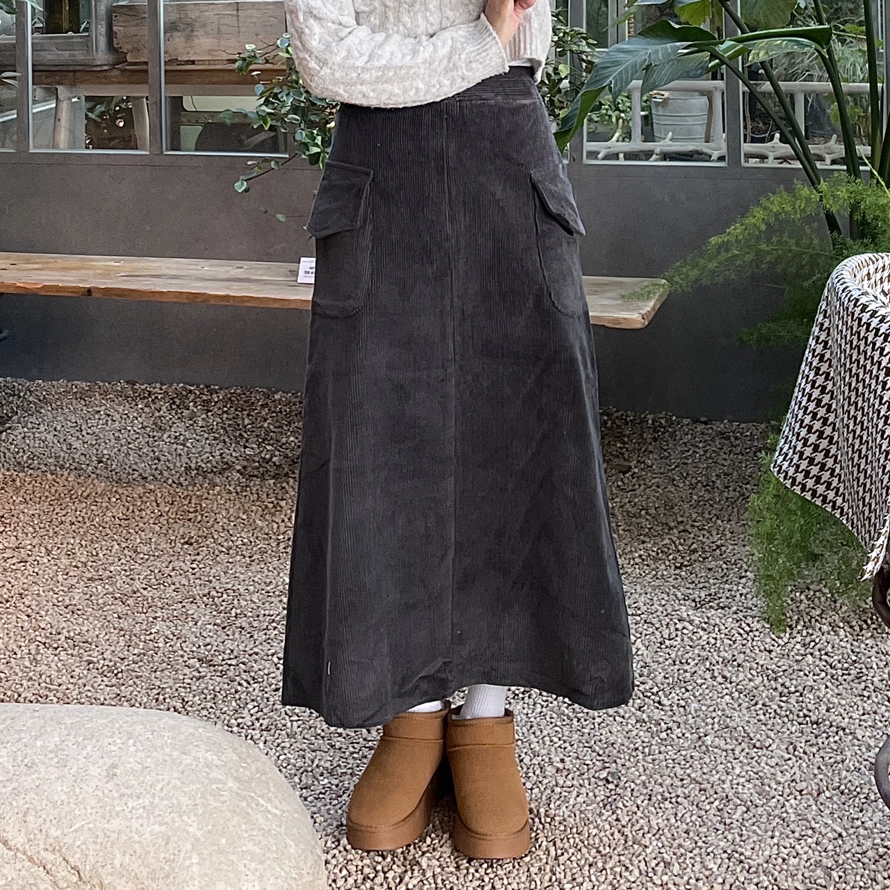 코듀로이스커트 골덴치마 겨울치마 롱스커트 - 상품 이미지