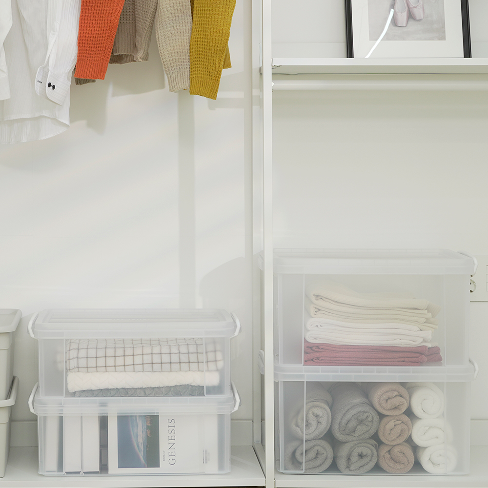 [도착보장] 라이피스트 엔플 투명 리빙박스 옷 수납 다용도 정리함 23L 2개