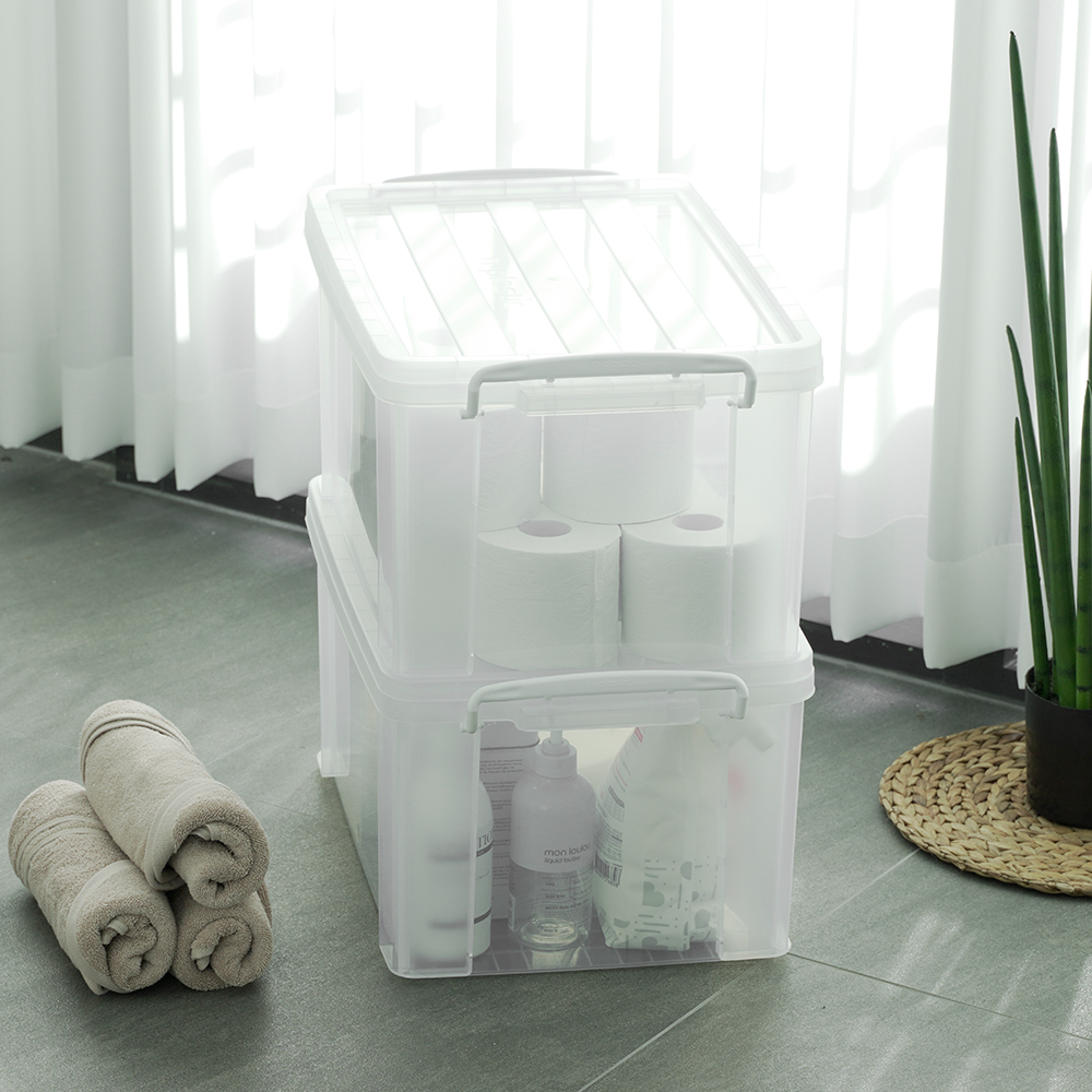 [도착보장] 라이피스트 엔플 투명 리빙박스 옷 수납 다용도 정리함 34L 2개